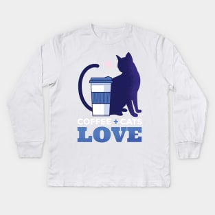Coffee and Cats Love Design Kids Long Sleeve T-Shirt